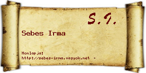 Sebes Irma névjegykártya